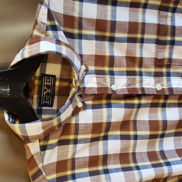 Rye by Hawker Men's Blue and Brown Long Sleeve Shirt Size L-Tall - Picture 2 of 11